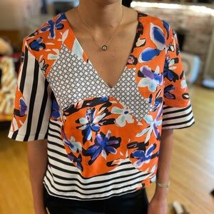 Clover Canyon V neck short sleeve blouse